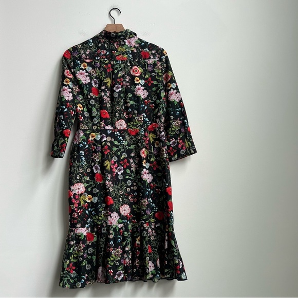 Adrianna Papell Button Collared Dress size 6 floral Bloom wedding Ruffle Money - Picture 10 of 12